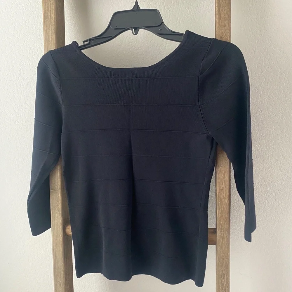 Black knit quarter sleeve top - attitude size M
